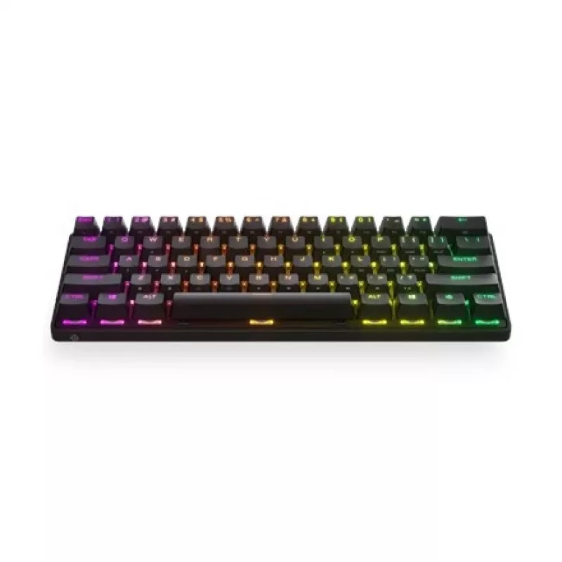 Teclado gaming mecânico STEELSERIES Apex Pro Mini Wireless — fator de forma 60%, USB + RF Wireless + Bluetooth, QWERTY US, preto