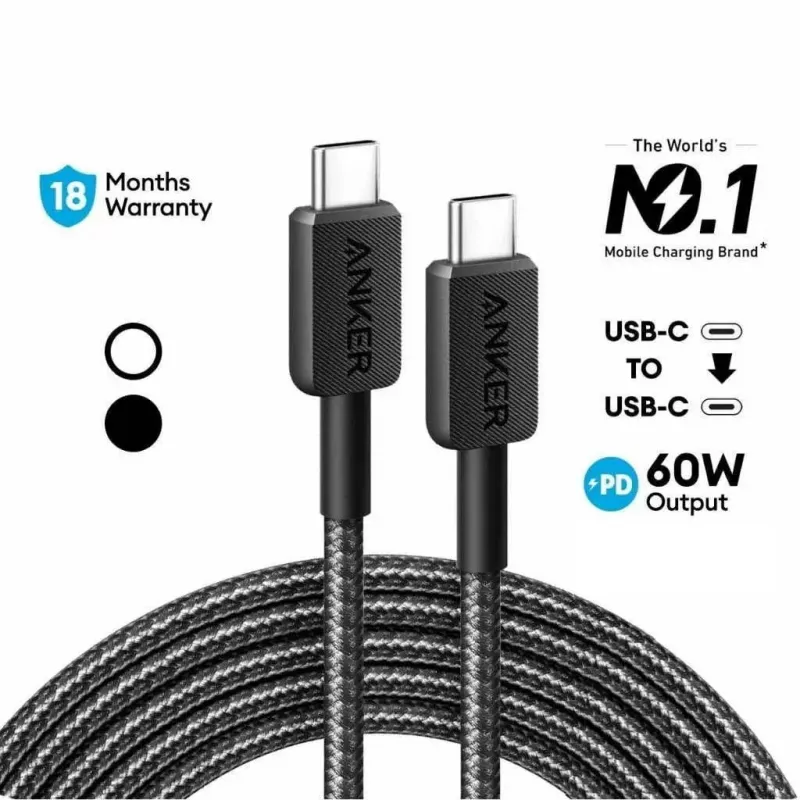 Cabo USB Anker 322 1,8 m USB C carregamento rápido transferência de dados