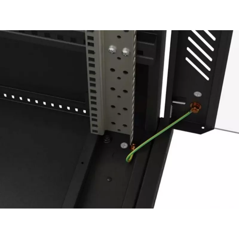 Armário rack 19 polegadas LANBERG FF01-6022-23B, 22U, 600×1000 mm, preto, portas perfuradas