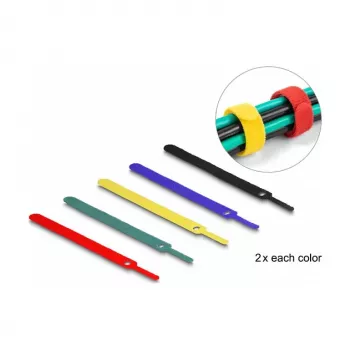 Abraçadeira de cabo de velcro DeLOCK 19076 150x12mm cores sortidas conjunto de 10