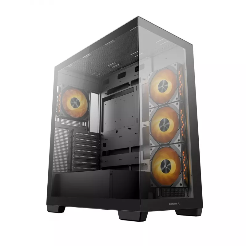 Caixa de PC DeepCool CG580 4F Midi Tower — ATX/ITX/MicroATX, vidro temperado, ventoinhas 3×120mm+1×120mm, 2×3,5 polegadas & 2×2,5 polegadas, USB-A×2 USB-C×1, preto