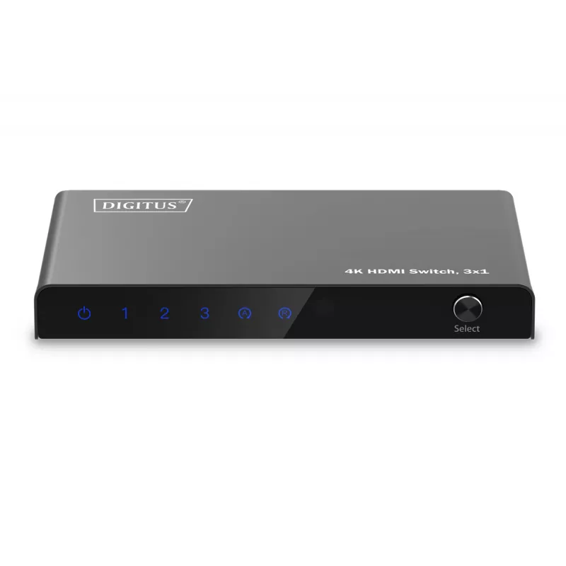 Comutador HDMI 4K Digitus 3x1 metal preto 18 Gbit/s