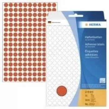 HERMA - Etiquetas de aderência permanente - Vermelho - 8 mm redondas 5632 etiqueta(s) (32 folhas x 176) (2212)