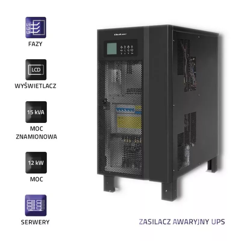 UPS QOLTEC 53949 Trifásico 15 kVA 12 kW com LCD