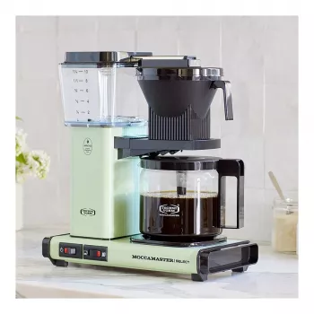 Máquina de café de filtro MOCCAMASTER KBG Select — depósito de água de 1,25 l, capacidade para 10 chávenas, aço inoxidável, verde pastel