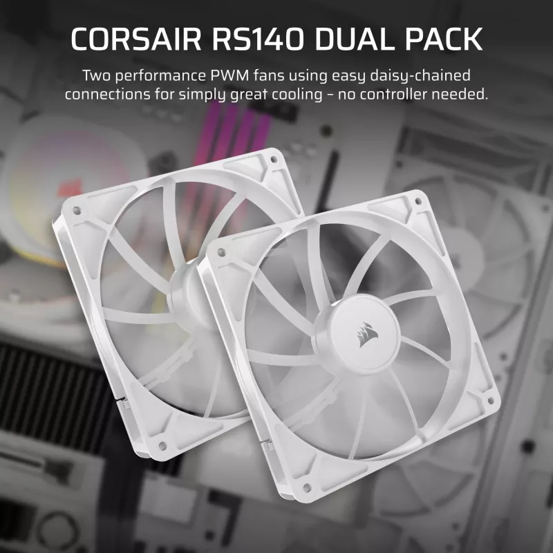 Corsair RS140 Dual Pack ventoinhas de caixa, 140 mm, brancas, CO-9050195-WW