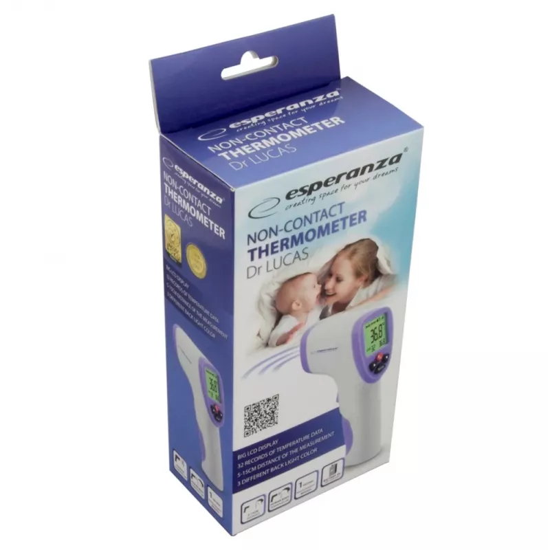 Esperanza ECT002 termómetro corporal digital termómetro de medição à distância roxo, branco ouvido, testa, boca, retal, axila botões