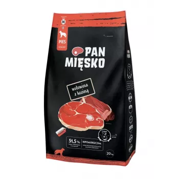 PAN MIĘSKO Carne de vaca com Cabra (adulto) crocante M - Ração seca para cães - 20kg