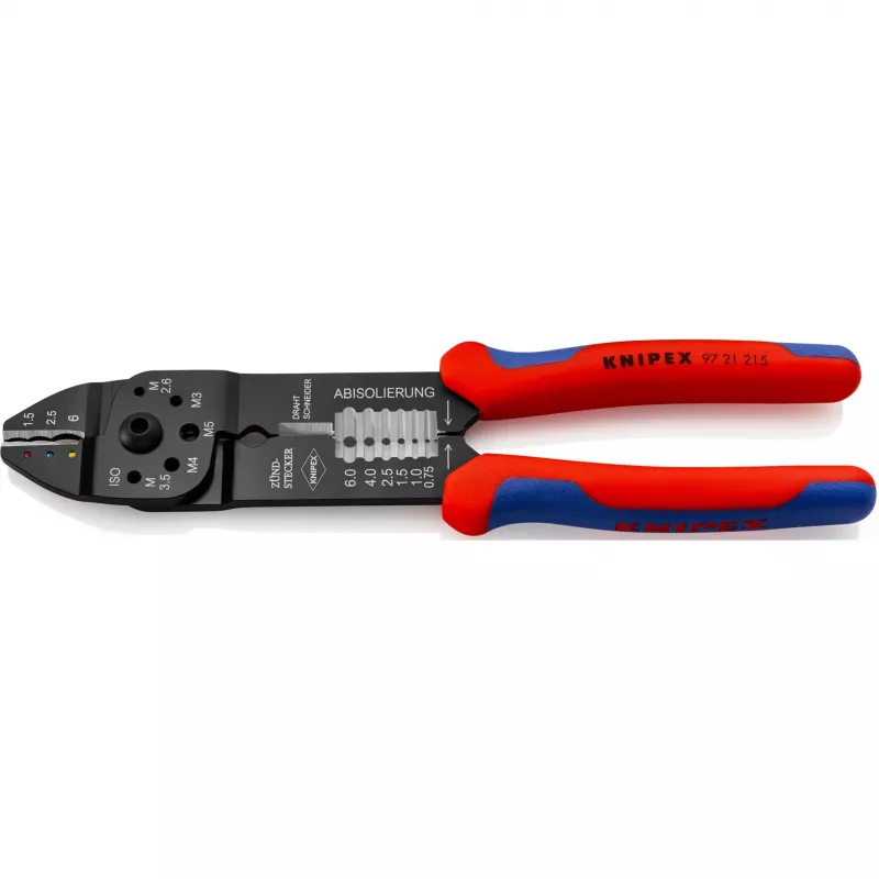 Knipex 97 21 215 alicate de cravar cabos ferramenta de cravar preto, azul, vermelho