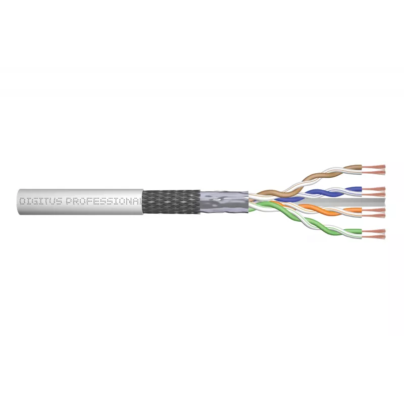 Cabo de rede Digitus CAT 6 SF/UTP Twisted Pair Patchkabel Rohware 305 m cinzento