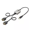 StarTech.com cabo adaptador USB para série de 2 portas de 2ft (60cm), parafusos/porcas DB9 substituíveis, retenção COM, USB-A para DB9 RS232, FTDI, proteção ESD nível 4, Windows/macOS/ChromeOS/Linux – construção robusta em TPE