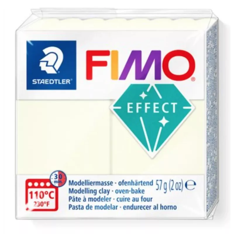 Massa de modelar FIMO effect glow in the dark 8010-041 — efeito brilha no escuro, massa de polímero macia, 57 g