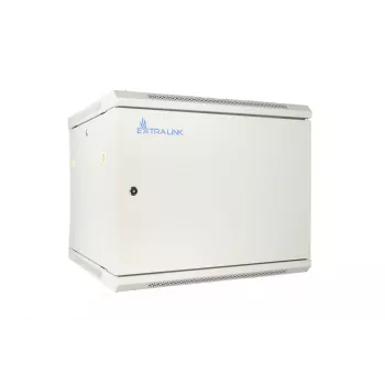 Armário rack Extralink 9U 600x600 ASP cinzento montado na parede, porta metálica