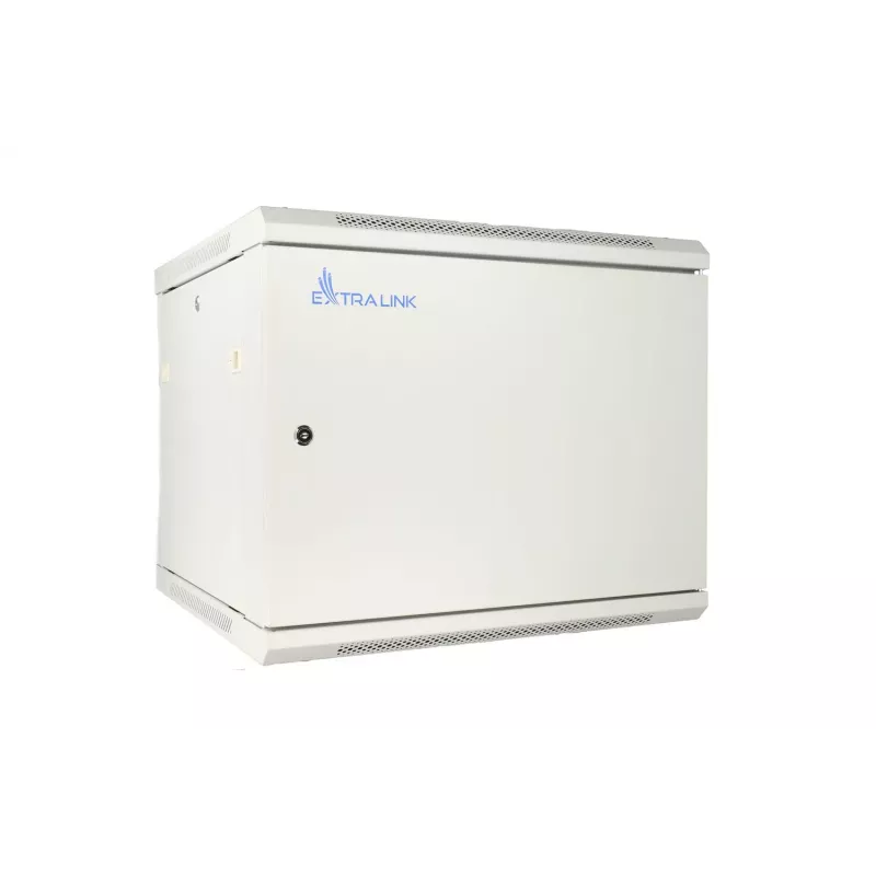 Armário rack Extralink 9U 600x600 ASP cinzento montado na parede, porta metálica