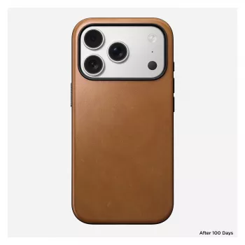 Capa para telemóvel Nomad Modern Leather Case para iPhone 17 Pro, 16 cm (6,3 polegadas), tan, couro e PC/TPU