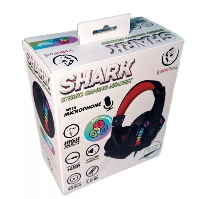 Auscultadores estéreo com microfone Rebeltec SHARK — design on-ear com fios