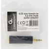 Adaptador de áudio Cablexpert jack fêmea 6,35 mm para jack macho 3,5 mm | A-6.35F-3.5M