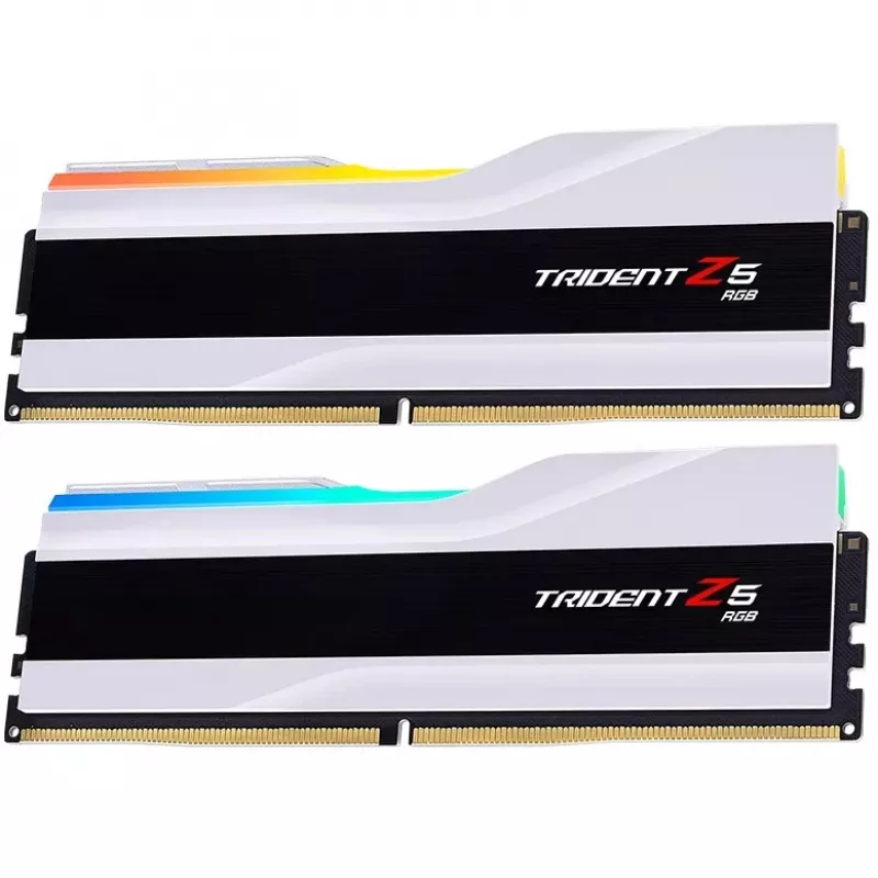 DIMM 64 GB DDR5-6000 (2x 32 GB) Dual-Kit, memória RAM branca, F5-6000J3636F32GX2-TZ5RW, Trident Z5 RGB, INTEL XMP