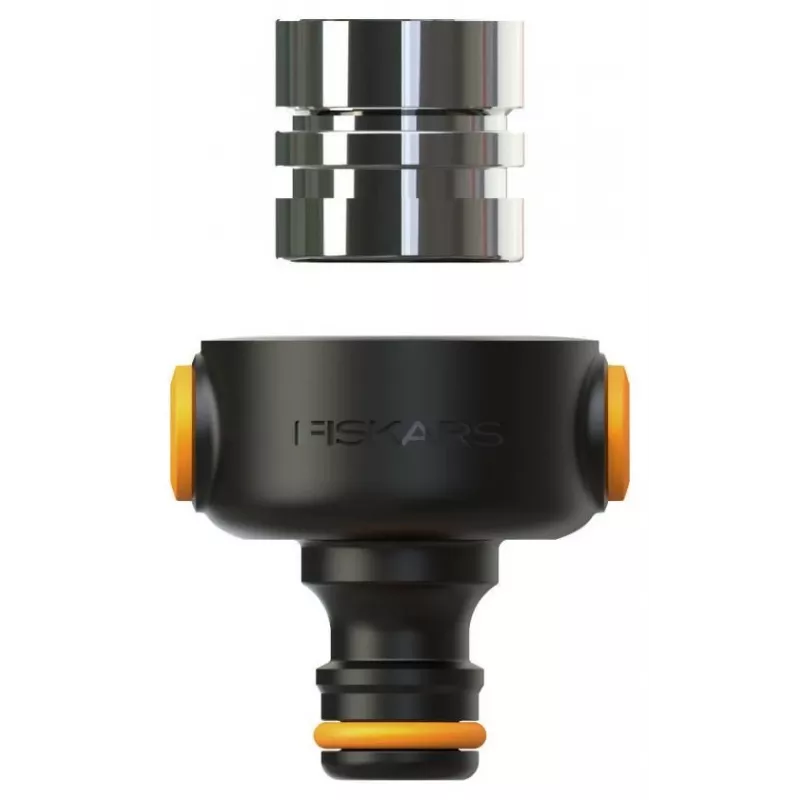 Fiskars 1027062 conector para mangueira de água união de mangueira metal preto, laranja, prateado 1 unid.