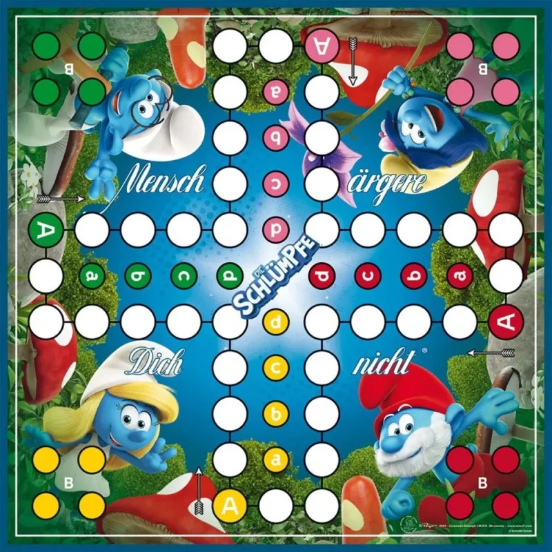 Schmidt Spiele Die Schlümpfe, jogo de tabuleiro clássico Mensch-ärgere-dich-nicht