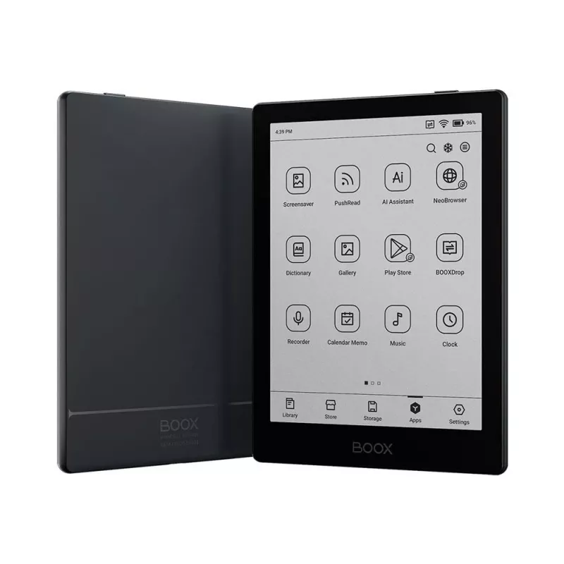 E-Reader Onyx Boox 6 polegadas (15,2 cm) com E-Ink 1448×1072, 32 GB, 2 GB RAM, Android 11, Wi-Fi dual-band, Bluetooth 5.0, MicroSD, USB-C, preto