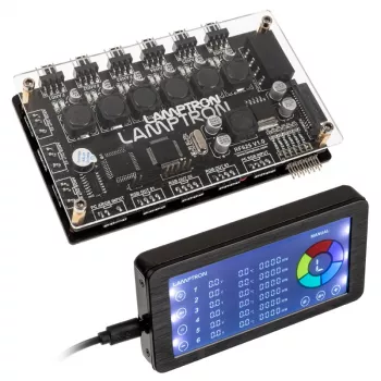 Controlador de ventoinhas e ARGB Lamptron LAMP-RF625B, preto – controlo sem fios para ventoinhas de PC e LEDs RGB