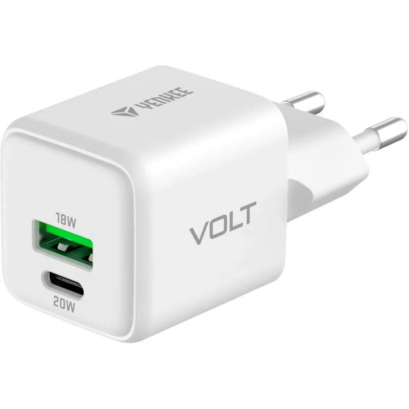 Carregador de rede USB-C/A YENKEE YAC G38 20W 3A Power Delivery (USB‑C e USB‑A)