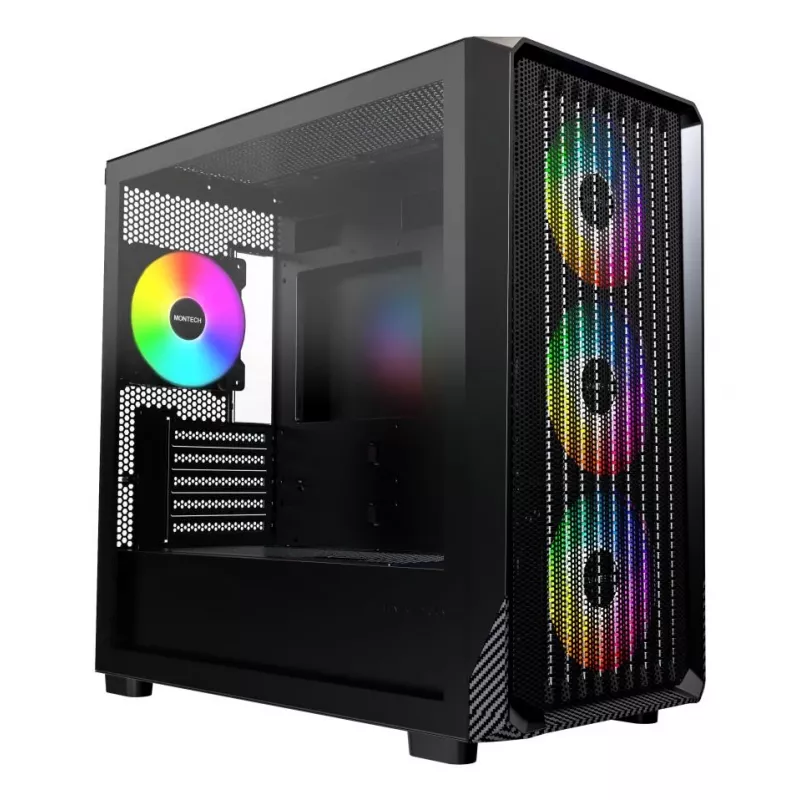 Caixa de PC Micro Tower Montech X5M (B) – Micro-ATX/Mini-ITX, 3x120mm à frente, 1x120mm atrás, suporta fontes de alimentação ATX, 2x3,5 polegadas + 4x2,5 polegadas, preto