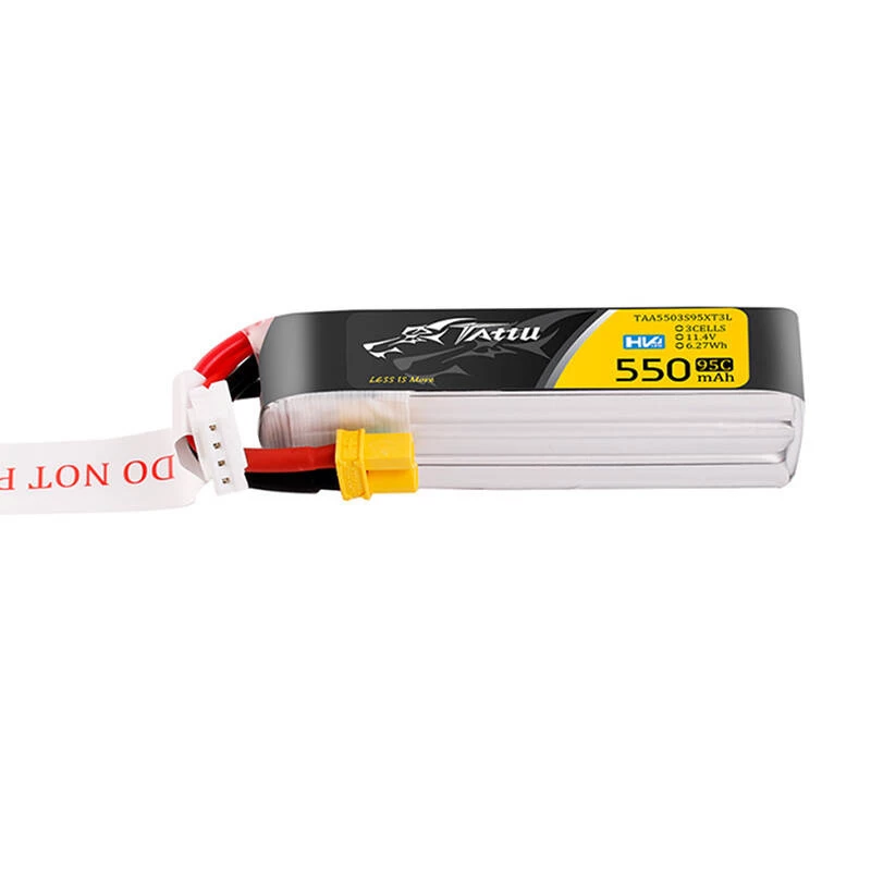 Bateria Tattu 3s 550mAh 95C 11.4V HV Lipo com ficha XT30 conector Long-Pack