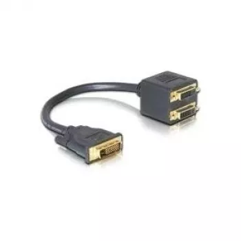 Adaptador DVI DeLOCK DVI25 macho para 2x DVI25 fêmea 0,2 m preto