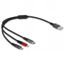 Cabo de carregamento USB DeLOCK 3-em-1 Type-A para Lightning Micro USB USB Type-C 30 cm