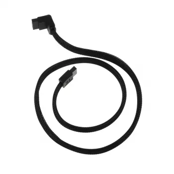 Cabo SATA III SilverStone 50 cm angular / reto - revestido preto