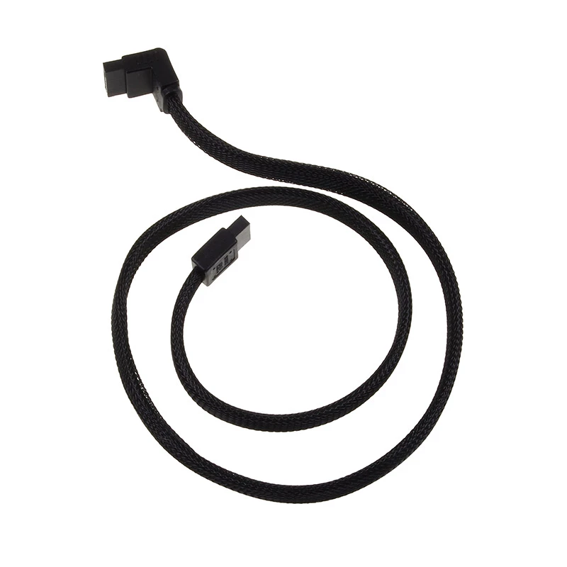 Cabo SATA III SilverStone 50 cm angular / reto - revestido preto