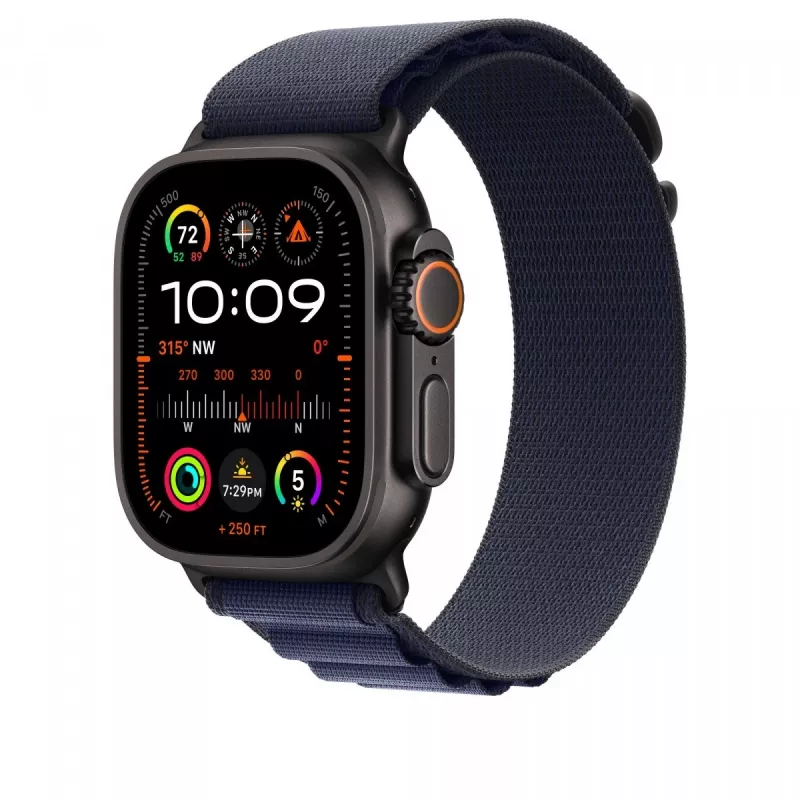Apple 49 mm Alpine Loop Navy - pequeno - acabamento em titânio preto