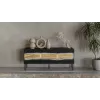 Móvel de TV cama meble INSERTO 3D 143,5x40x61,5 cm preto com LED, tampo em aglomerado