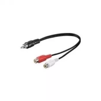 Cabo adaptador RCA Wentronic Goobay, preto, 0,2 m - ficha RCA > 2x conector fêmea RCA (áudio esquerdo/direito) (50005)
