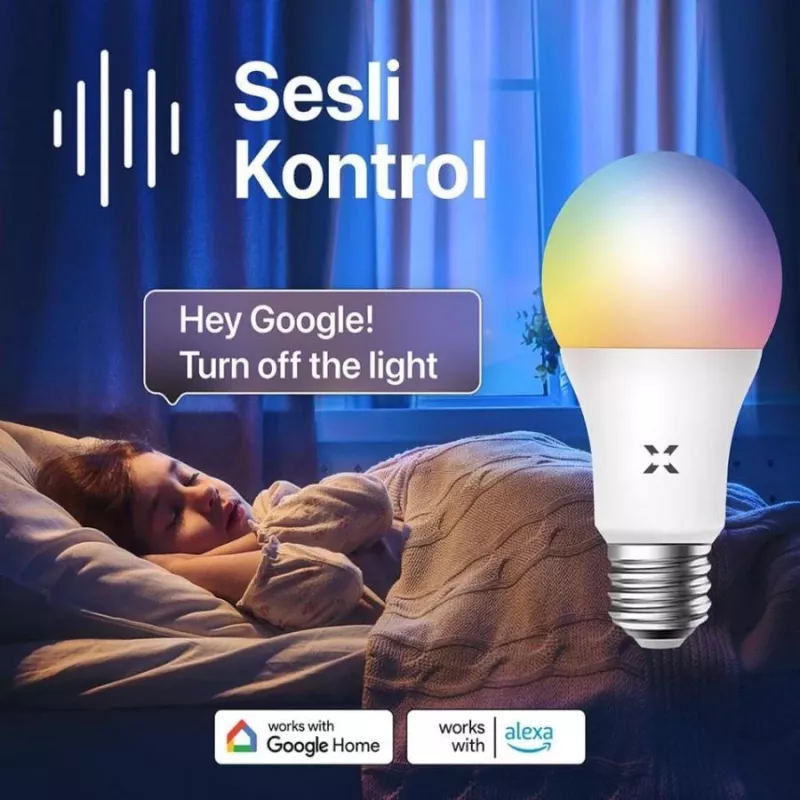 XENON Smart X7021 lâmpada LED RGB inteligente, 9 W, Wi-Fi, Bluetooth, branco