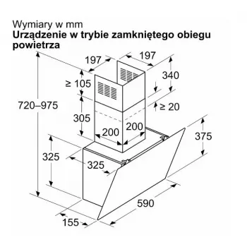 Exaustor de parede Bosch DWK65DK20, 590×325×690 mm, 550 m³/h, 3 velocidades, 62 dB, branco, filtro de gordura em alumínio