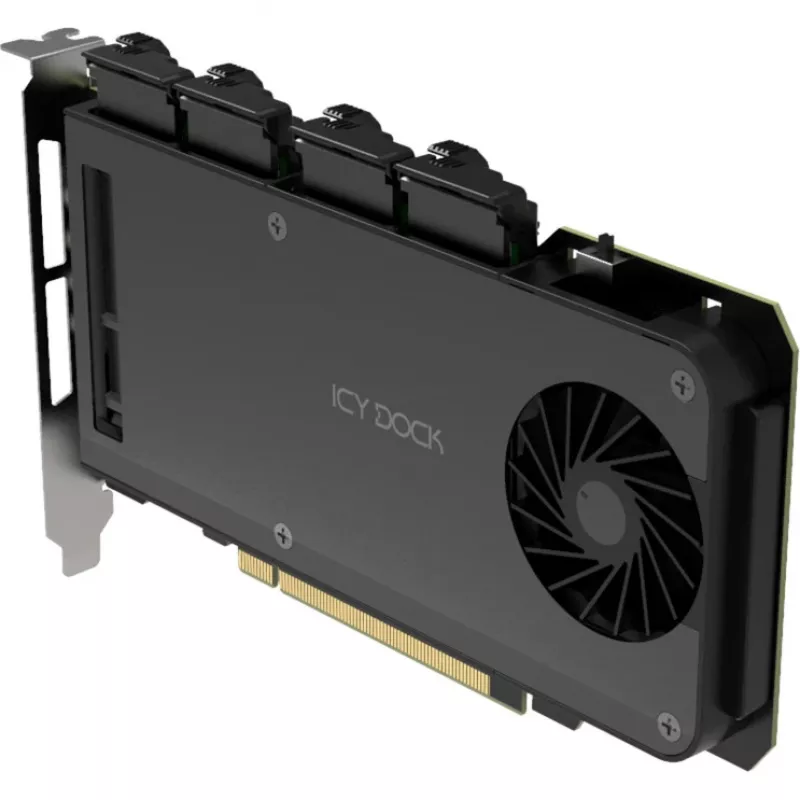 Placa adaptadora para rack móvel icy dock MB204MP-1B — rack móvel hot-swap para 4 × SSD M.2 NVMe