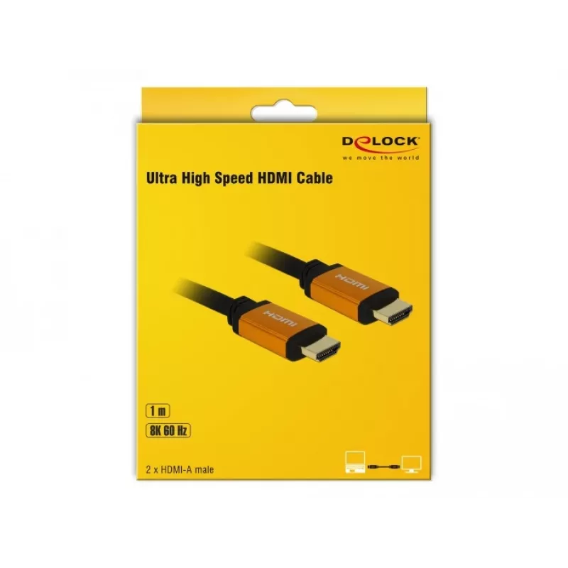 Cabo HDMI DeLOCK 85727 1m Type-A macho para macho preto dourado