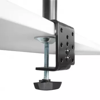 Suporte de secretária Maclean MC-967 para dois monitores em vertical, suporte de ecrã VESA máx. 100x100, 13-27, 2x 9 kg, revestimento em pó, inclinável, rotativo, ajustável