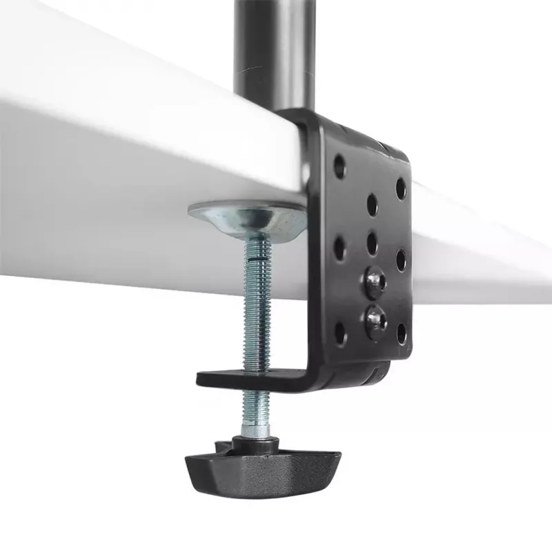 Suporte de secretária Maclean MC-967 para dois monitores em vertical, suporte de ecrã VESA máx. 100x100, 13-27, 2x 9 kg, revestimento em pó, inclinável, rotativo, ajustável