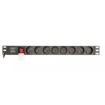 Unidade de distribuição de energia Gembird EG-PDU-014-FC14, 8 tomadas AC, entrada C14, cabo de 3 m, caixa de alumínio 1U, 10 A, 3680 W