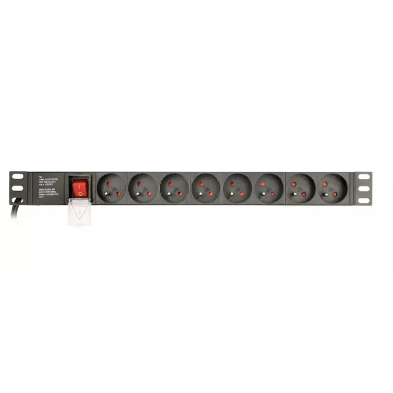 Unidade de distribuição de energia Gembird EG-PDU-014-FC14, 8 tomadas AC, entrada C14, cabo de 3 m, caixa de alumínio 1U, 10 A, 3680 W