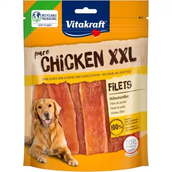 Snack de mastigar para cães Vitakraft Chicken Fillets XXL 250 g — sabor a frango, 60% proteína, 18% humidade