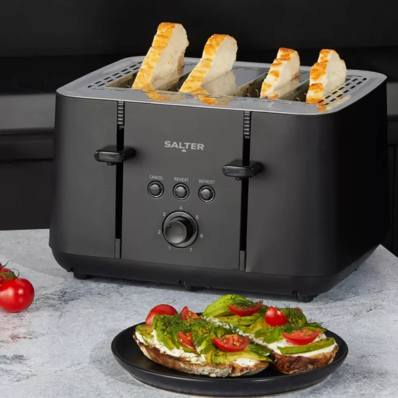 Salter EK5565MBLKFVDE Kuro torradeira de 4 fatias