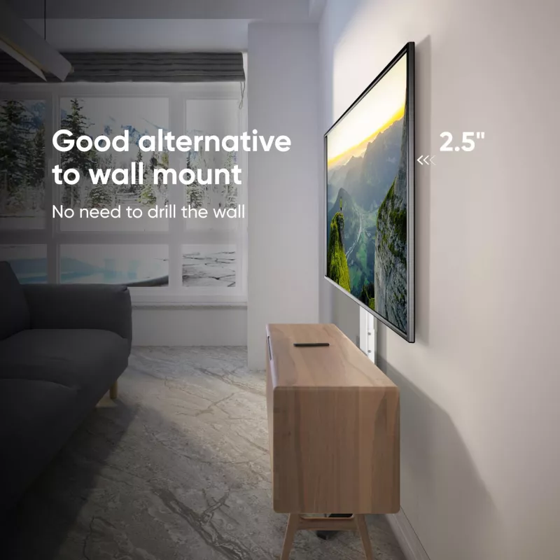 Suporte/base de TV ONKRON TS1140-W para ecrãs de 66–165,1 cm (26–65 polegadas), 35 kg, VESA 100x100–400x400, altura 880–1100 mm, branco