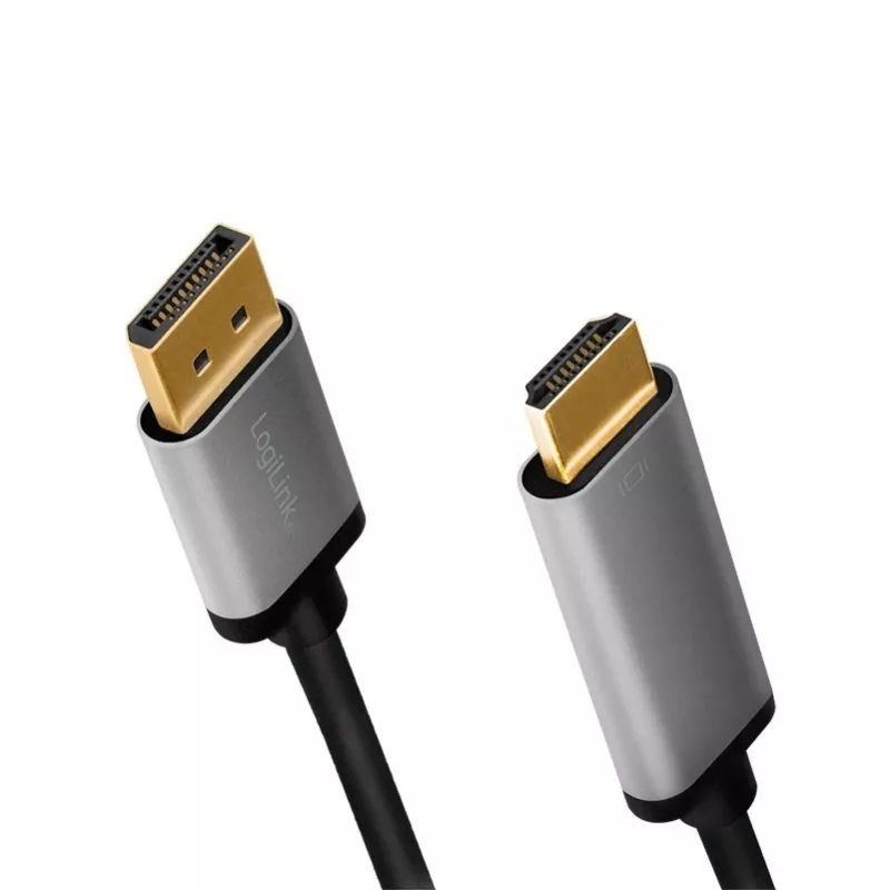 Adaptador de cabo de vídeo LogiLink CDA0107 2 m DisplayPort HDMI preto cinzento