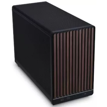 Caixa para PC Lian Li A3-mATX Torre Micro — Micro-ITX/Micro-ATX, Wood & Preto, suporta fontes de alimentação ATX/SFX/SFX-L