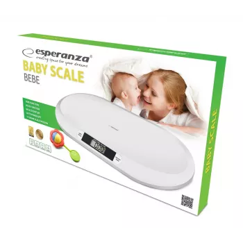 Balança eletrónica para bebé ESPERANZA EBS019 — capacidade 0,03–20 kg, divisão 0,01 kg, LCD grande 60×25 mm, branco